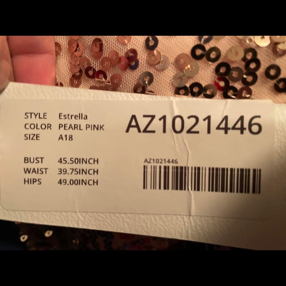 Blush Pink Sequin. Size 18. NEVER WORN OR ALTERED.